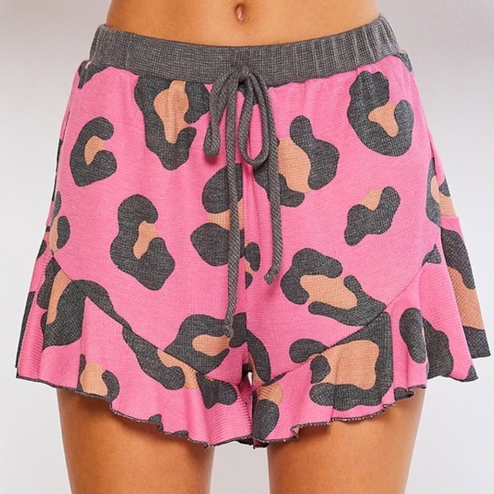 Leopard Print Waffle Shorts